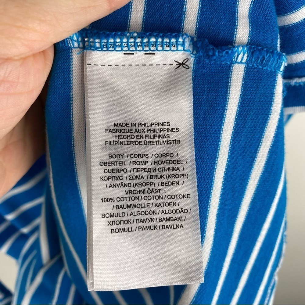 Lauren Ralph Lauren Stretchy Striped Tie Front Waist T-Shirt Mini Dress Blue XL - Picture 6 of 7
